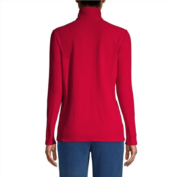 Lands End fleece jacket quarter zip fleece pull over womens size medium Red - Picture 3 of 7